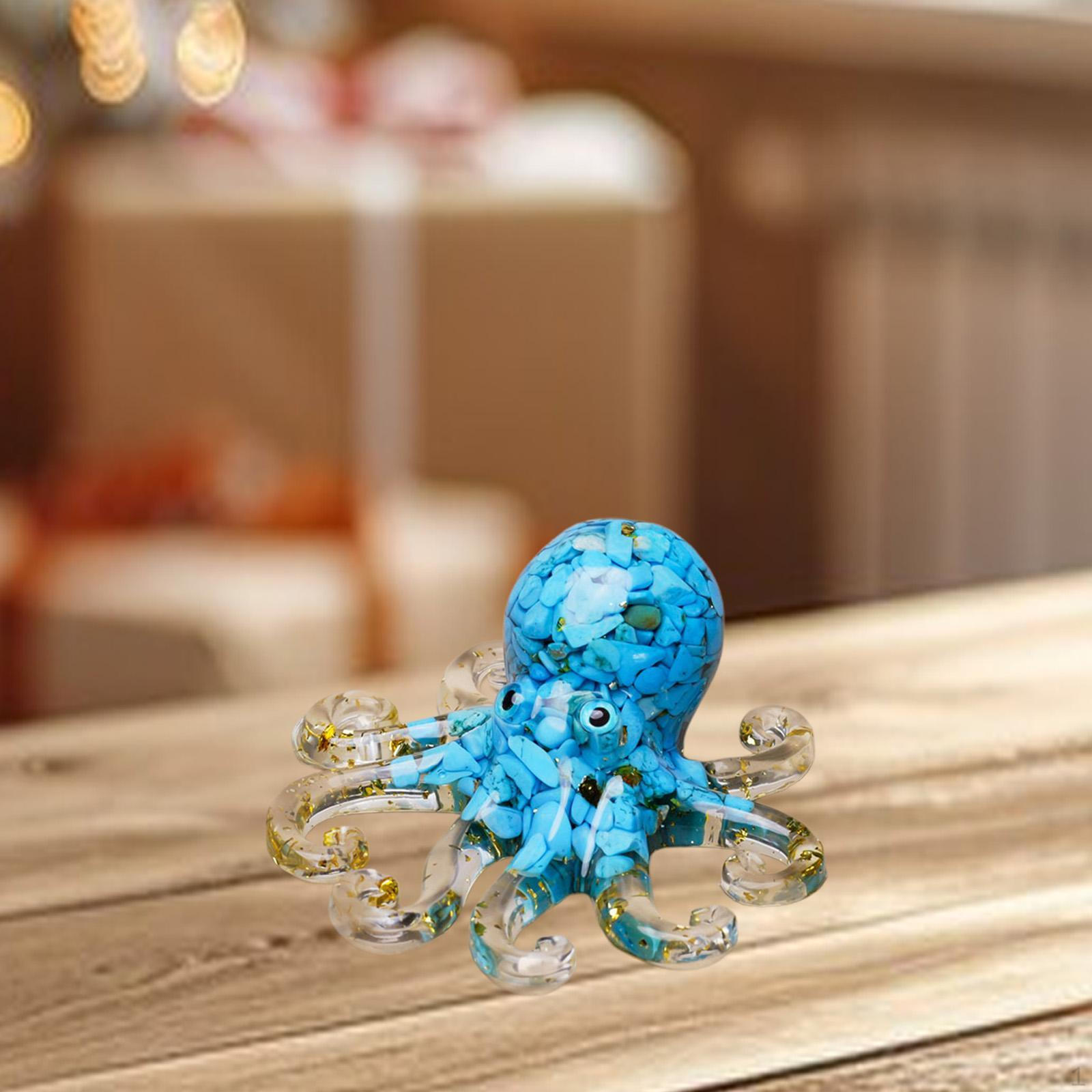 

Фигурка осьминога из хрустальной крошки, домашний декор для рабочего стола, гостиной Blue Turquoise