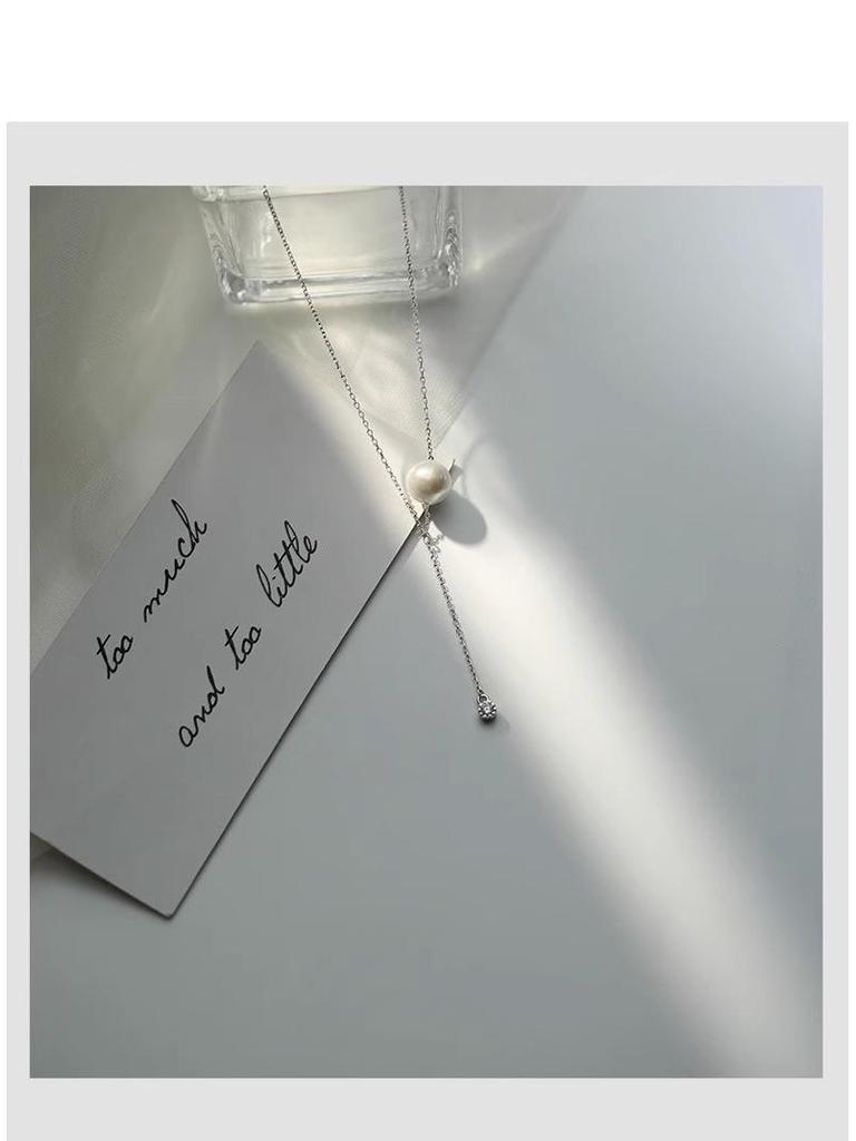 Sterling Silver 925 Sika Pearl Tassel Necklace - Elegant Women's High-End Clavicle Chain