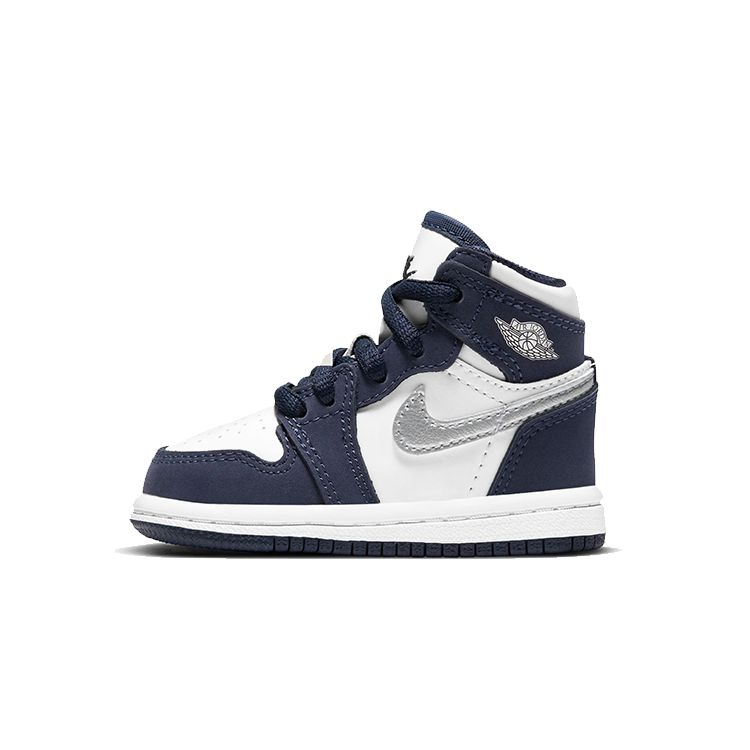 

Air Jordan 1 Retro High CO.JP TD Midnight Navy Детские кроссовки Синий Белый Металлик-Серебристый AQ2665-141