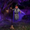 Outdoor Hanging Witch Decor 180cm Halloween Props, Flying Decoration with Scary Sounds & Lights, Wicked Garden Ornaments for Yard Lawn, Haunted House
