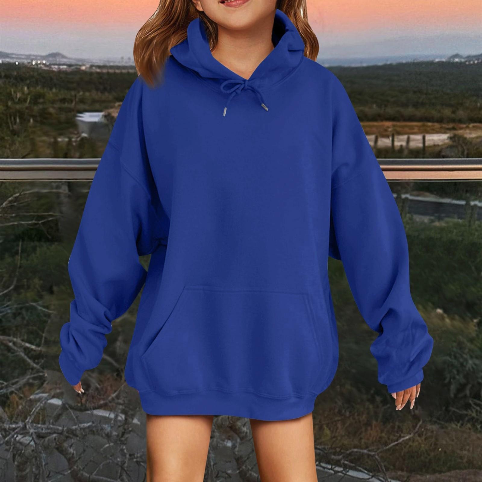 

Милые толстовки с капюшоном для девочек-подростков. Модные опрятные толстовки с капюшоном. Рубашки с длинным рукавом больших размеров. Одежда для девочек. 120 синий