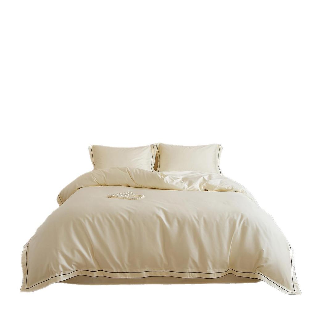100-Piece Luxury Cotton Satin Bedding Set – Solid Color Duvet Cover with Xinjiang Long-Staple Cotton Sheets.