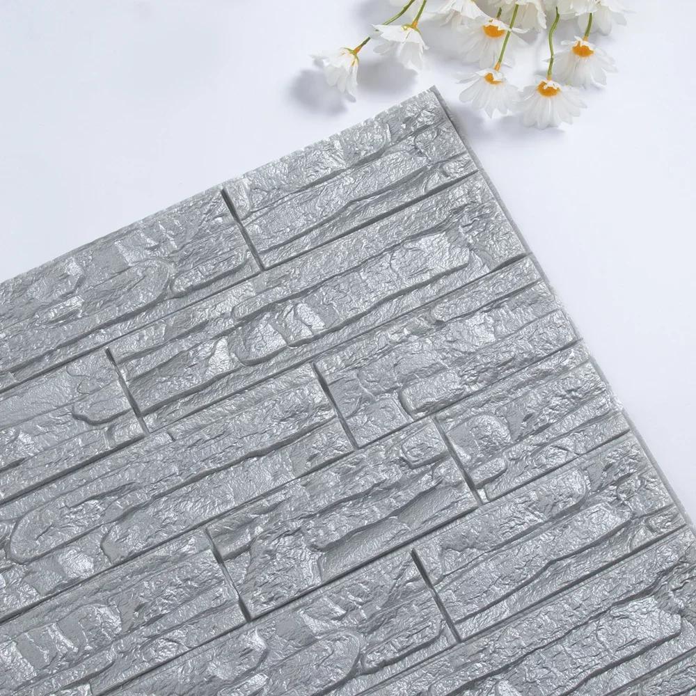 

6 шт. 3D Пенопластовые стеновые панели Самоклеящаяся наклейка Водонепроницаемые обои Декор для дома Гостиная Декор Ванная Кухня Украшение Обои 6pcs(60cmX30cm)