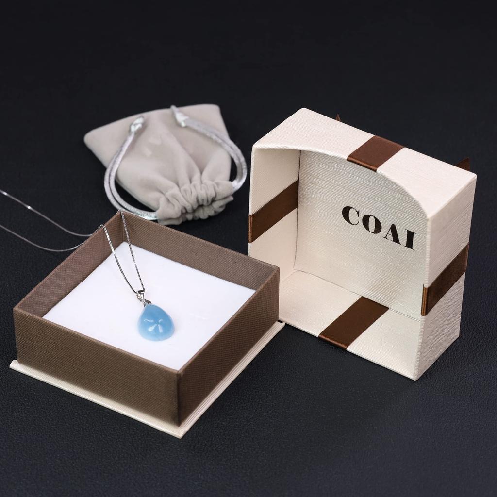 Teardrop Aquamarine Birthstone Amulet Necklace for Women [COAI]