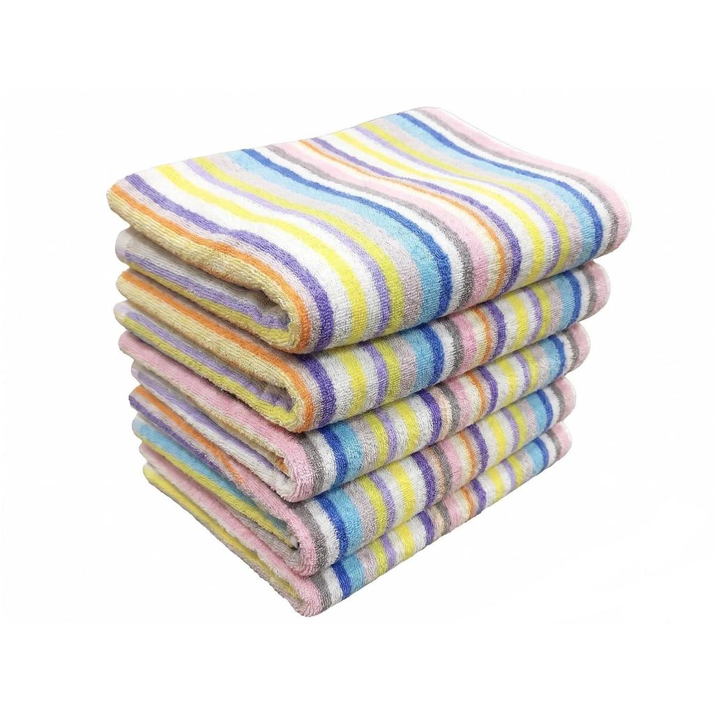 Imabari-produced Leftover Thread Colorful Stripe Face Towel 5-piece Set