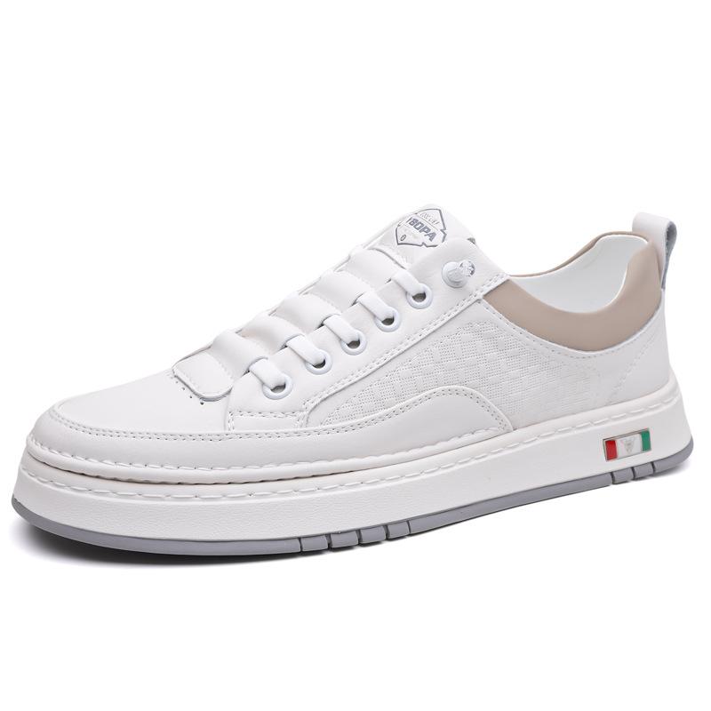 Kleine weiße Schuhe neue Herren Business Casual Lederschuhe Herren handgefertigt online Jugend vielseitig Ein-Pedal Board Schuhe trendige Herren