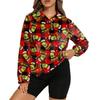 Women's Stand Collar Pullover Long Sleeve Top Christmas Print Sports Top