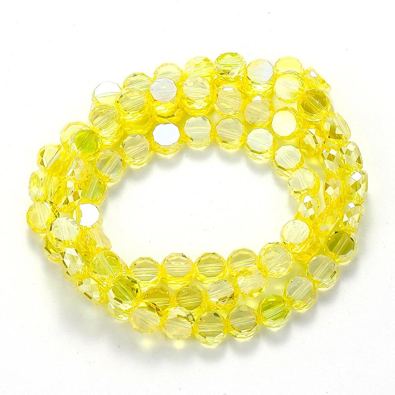 Flat Round Glass Beads Transparent Faceted Glass Spacers Colorful Coin Beads Crystal Loose Beads for Jewelry Making DIY Bracelet