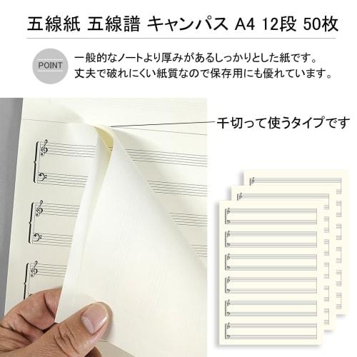 Silver & Style Piano Beginner Musical Notation Sheets, Canvas, A4, 12 Lines, 50 Sheets, Sheets, Musical Score Mount, Paper Notebook (50 Sheets)