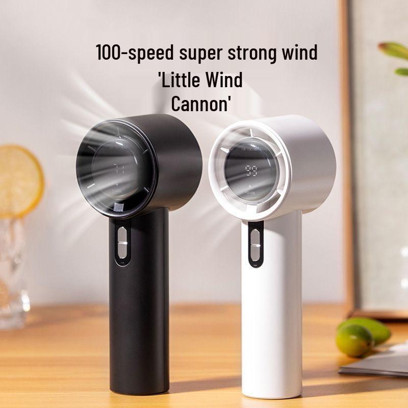 Southeast Asia 638 High-Speed Rechargeable Turbo Handheld Fan with Digital Display - 100-Speed.