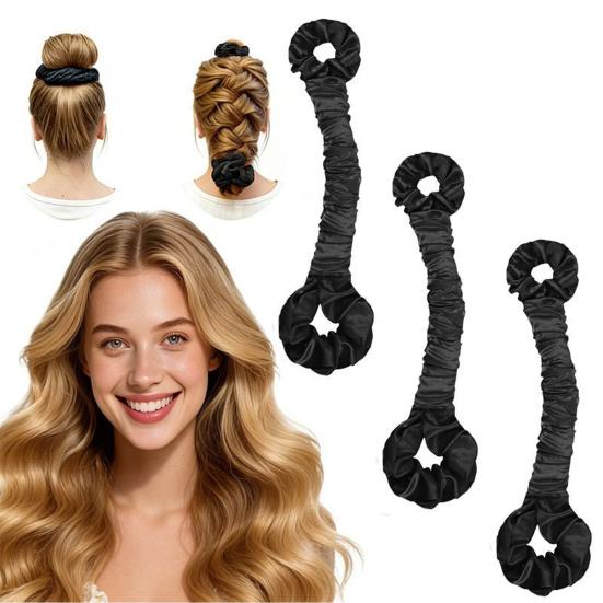 No Heat Hair Curling Rod with Scrunchies, Overnight Sleeping Satin Hair Roller Headband, Non-Heating Long Hair Curler for Women