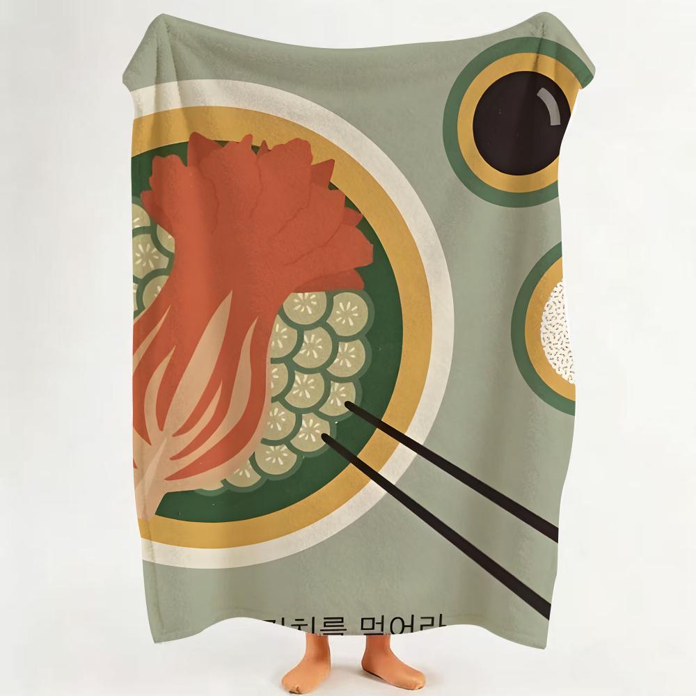 Design C Cartoon P Pattern F Food Throw Flannel Throw Blanket Suitable for Sofa Living Room Bedroom