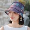 Hat women spring summer plaid elegant basin hat temperament breathable bucket hat sunscreen travel fashion sun hat