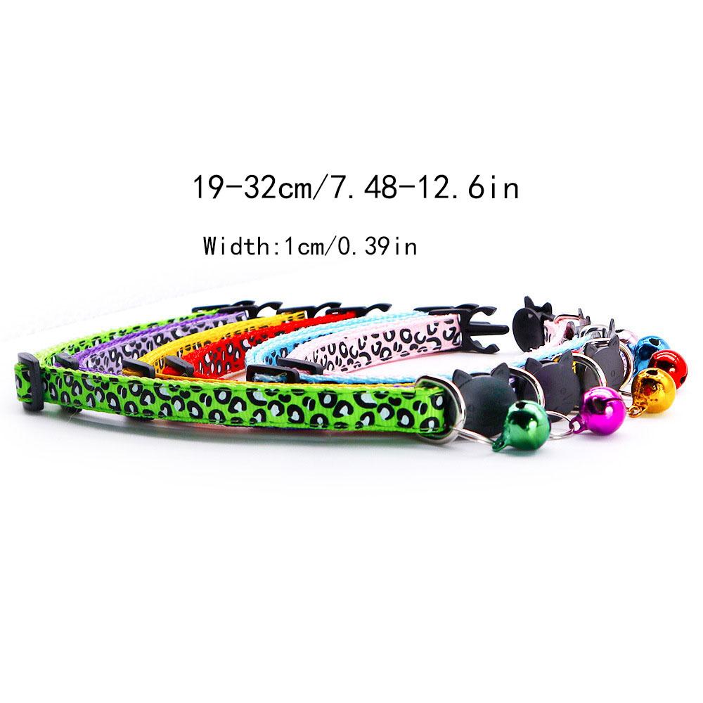 Vintage Leopard Print Pet Collar for Cats & Dogs Adjustable Neckband with Bell Decoration, Soft Comfortable Retro Pet Accessory