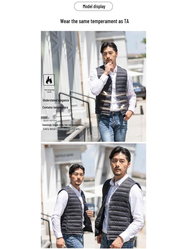 Men's 2025 Woodpecker Down Vest - Lightweight, Warm, Close-fitting Sleeveless Jacket for Middle-aged and Young.