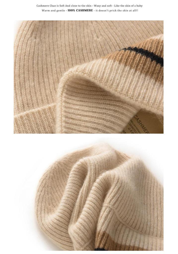 Unisex 100% Pure Cashmere Winter Beanie - Warm Knit European and American Style Slouch Hat