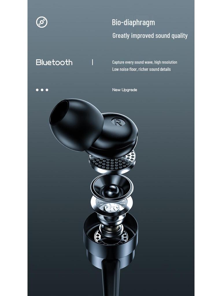 New Neck-Hanging Bluetooth Wireless Sports Earphones with In-ear Magnetic Silicone Design