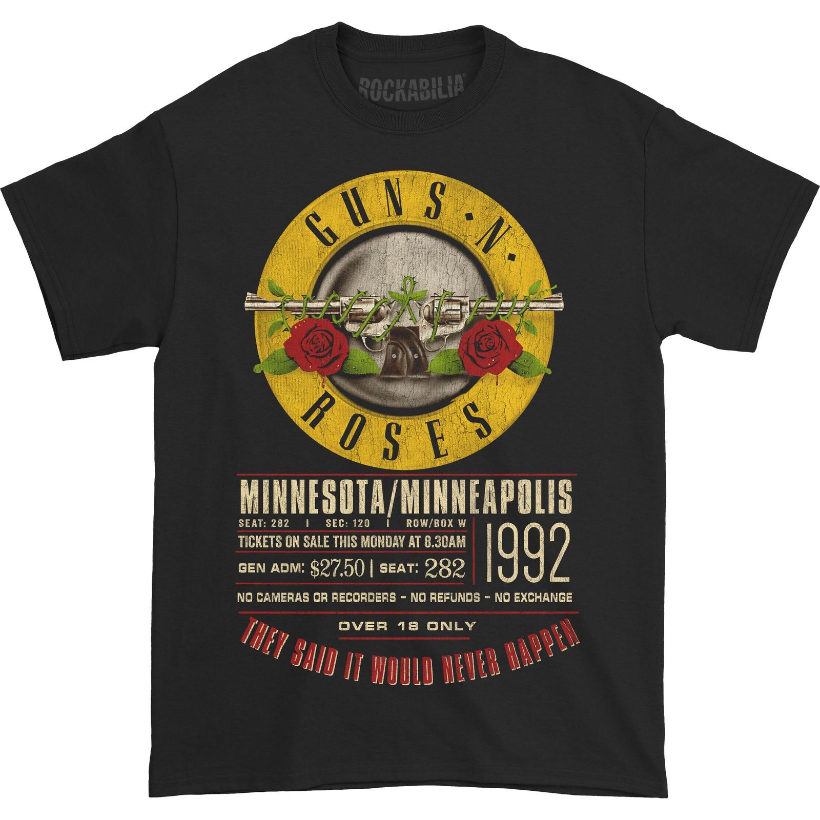 Men s Guns N Roses Tour  92 Ticket T-shirt Large Black L