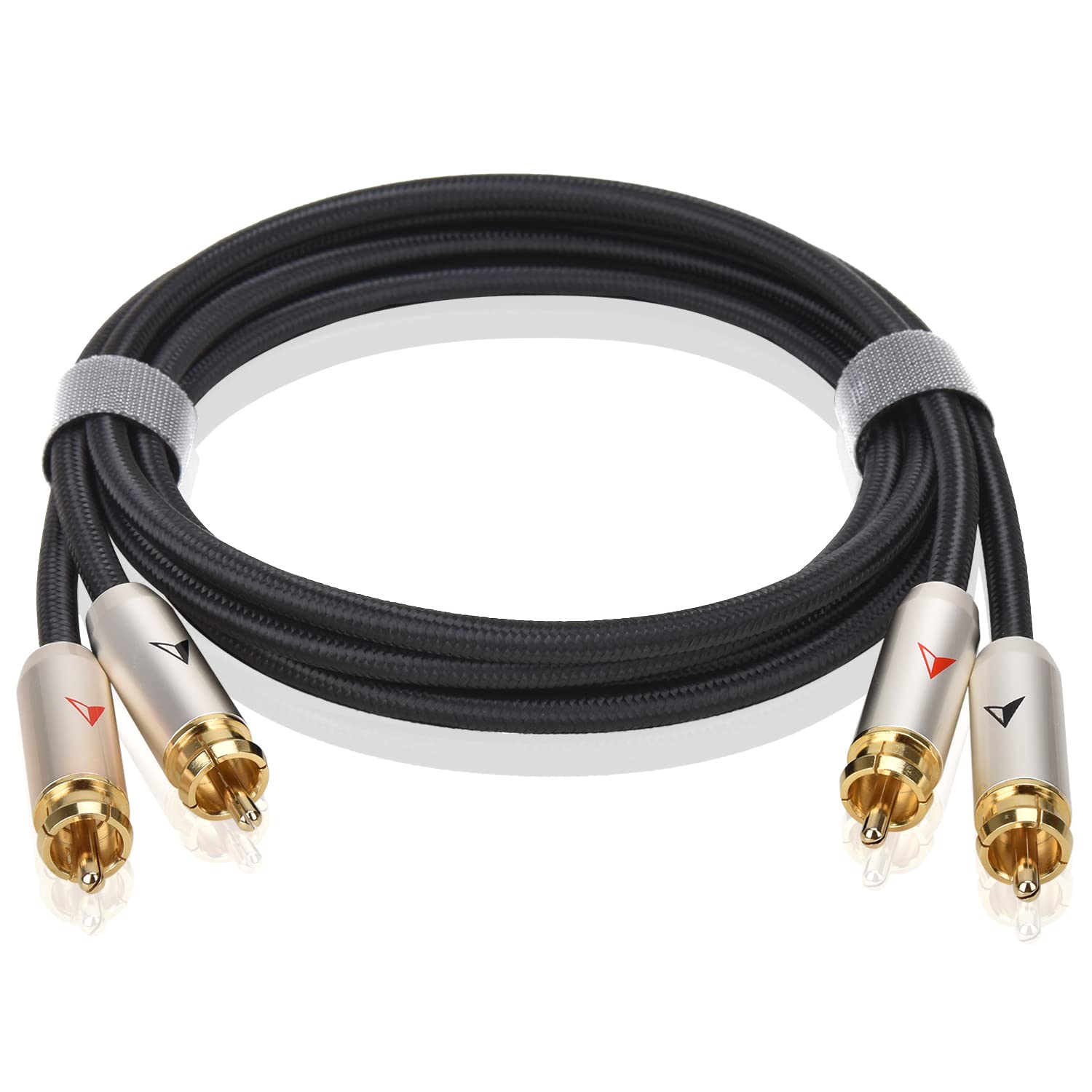 

LCYOUTH 2RCA Male to 2RCA Male RCA Audio 24k Pure Copper Nylon HiFi Sound Compatible with CD AV Game Cable, Stereo, Gold-Plated Connectors, Braided,