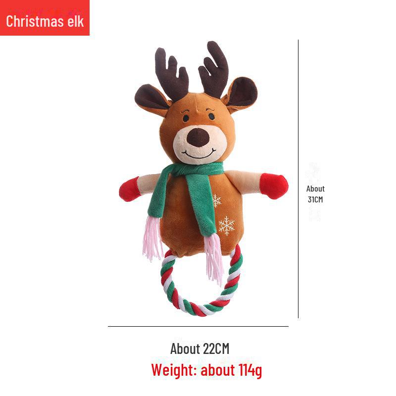 Pet Supplies: Christmas Series Cotton Rope Interactive Dog Toys – Durable, Teeth-Cleaning, Bite-Resistant with Squeaker.