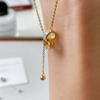 925 Sterling Silver Double Ring Geometric Pendant Necklace French Vintage Style for Women