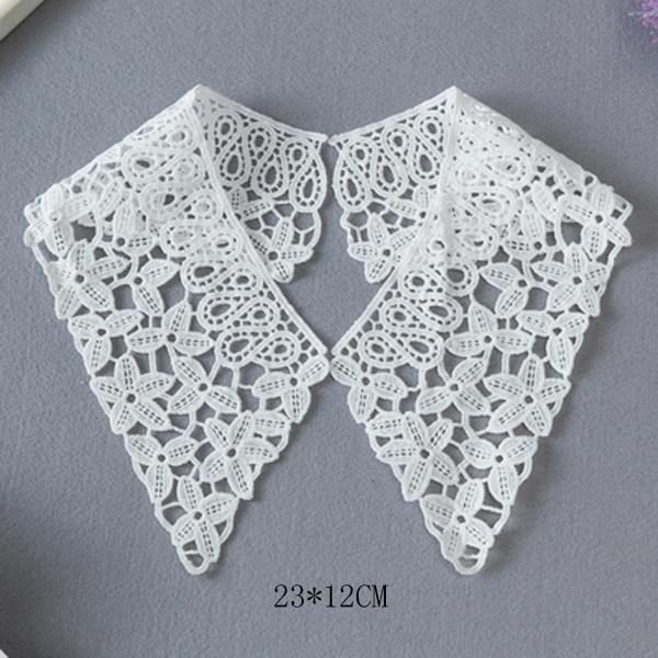 White Neckline Lace Collar Craft Sewing Fabric Venise Motif Applique Trims DIY Craft