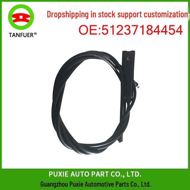 BMW 5 E60 Hood Lock Pull Cable - Black (Part No. 51237184454)
