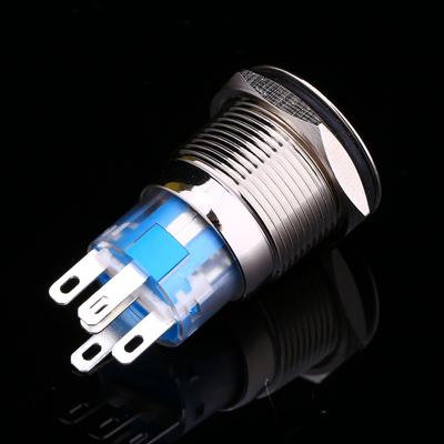 12V Auto Power Angel Eye Kovové Tlačítko Modré LED Světlo Přepínač 19mm AP