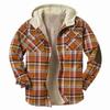 Herbst und Winter Karomuster Kapuzenhemdjacke, Fleece verdickte Jacke