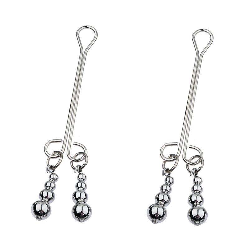 2 Pcs Adjustable Metal Breast Spring Clamps for Couples Bondage Adult Game Nipple Stimulator Role-Playing Restraint Accessories