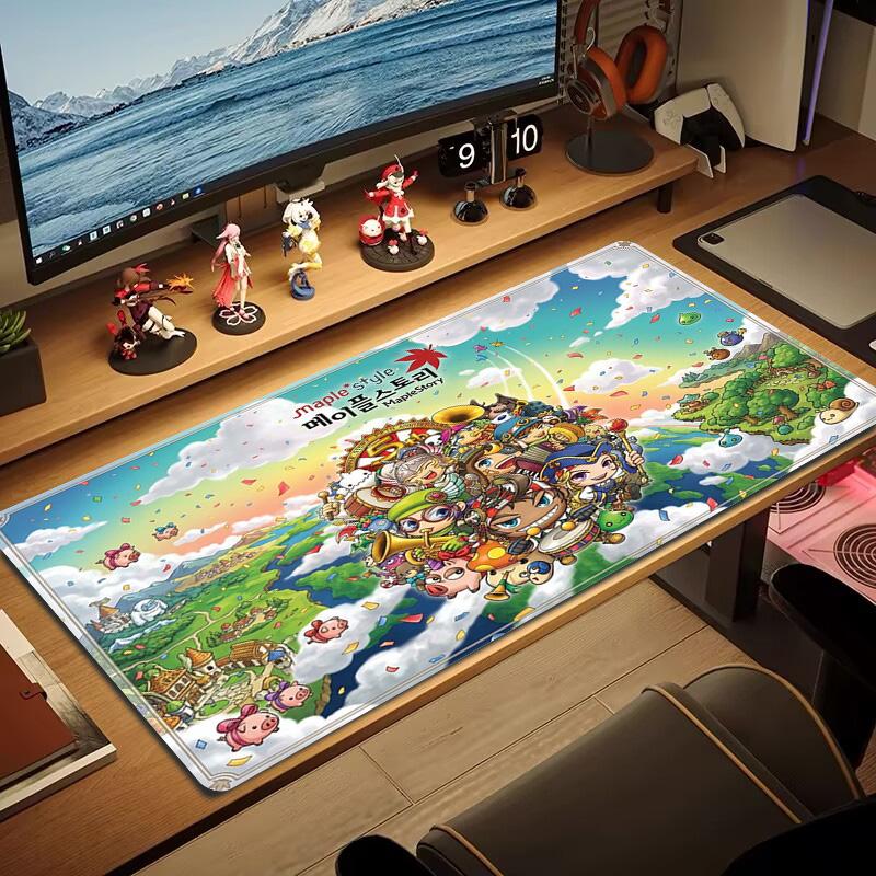 MapleStory Χρωματιστό Επιθέμα Ποντικιού Μεγάλο Μαξιλάρι Τραπεζιού Παιχνιδιών Αντιολισθητικό Laptop Tablet Μεγάλο Επιθέμα Ποντικιού XXL Στρώμα Mini PC Playmat Με Κλειδωμένη Άκρη