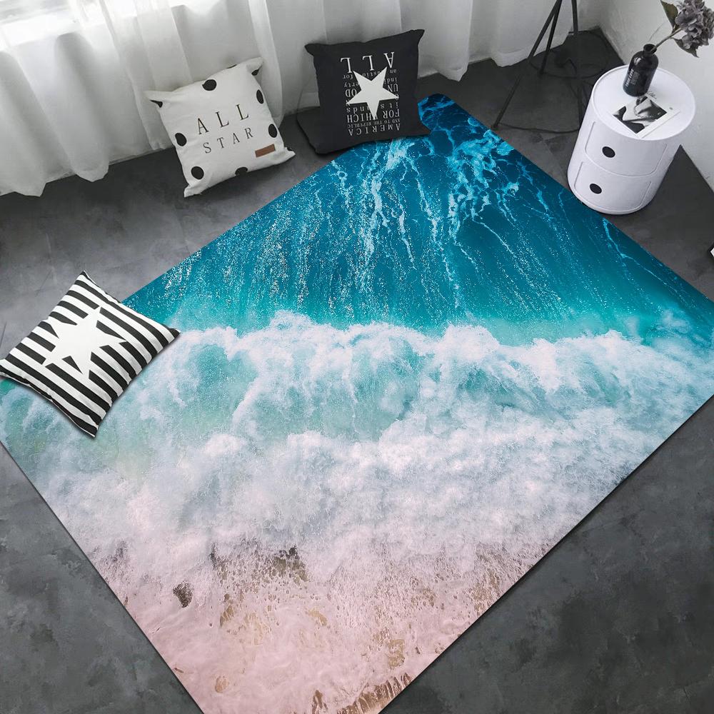 Large Waves Beach Floor Mat Nordic Style Home Doormat Bathroom-Toilet Mats Bedroom Hotel Decor Mat