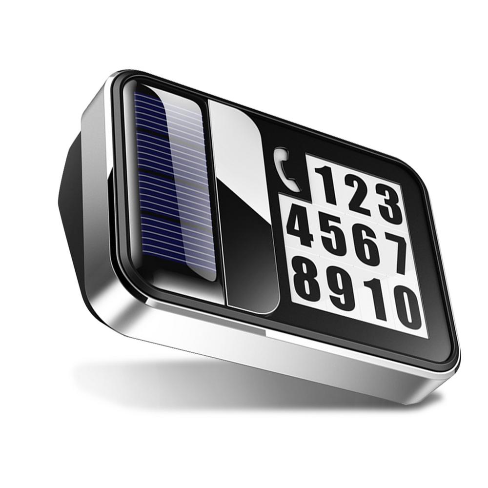 Tabliczka z numerem telefonu do parkowania Cyfrowa karta do tymczasowego parkowania samochodu Ładowanie solarne Elegancka Moda LED Samochodowa Tymczasowa