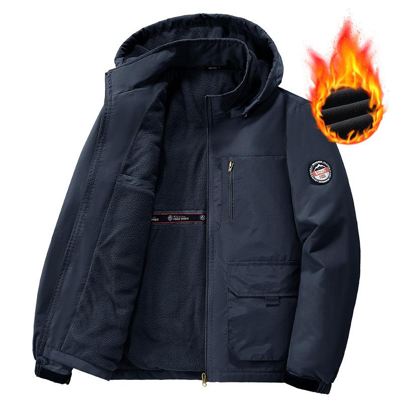 

Зимнее мужское повседневное пальто - Новый осенне-зимний стиль, большой размер, модный бренд, плотная и теплая ткань, посадка в корейском стиле, азиатский размер M&Pack of 1 темно-синий