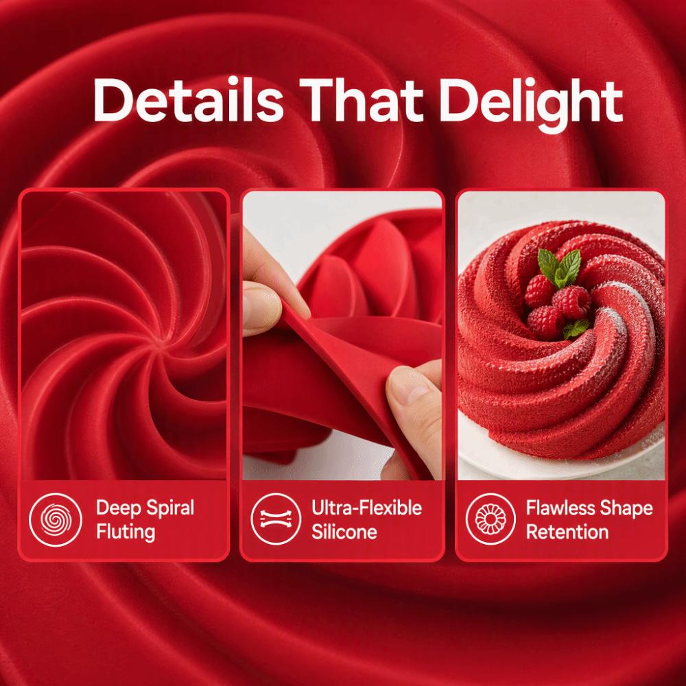 Silicone Spiral Cake Pan Non-Stick Round Baking Pan Reusable Fluted Bundt Pan DIY Pastry Dessert