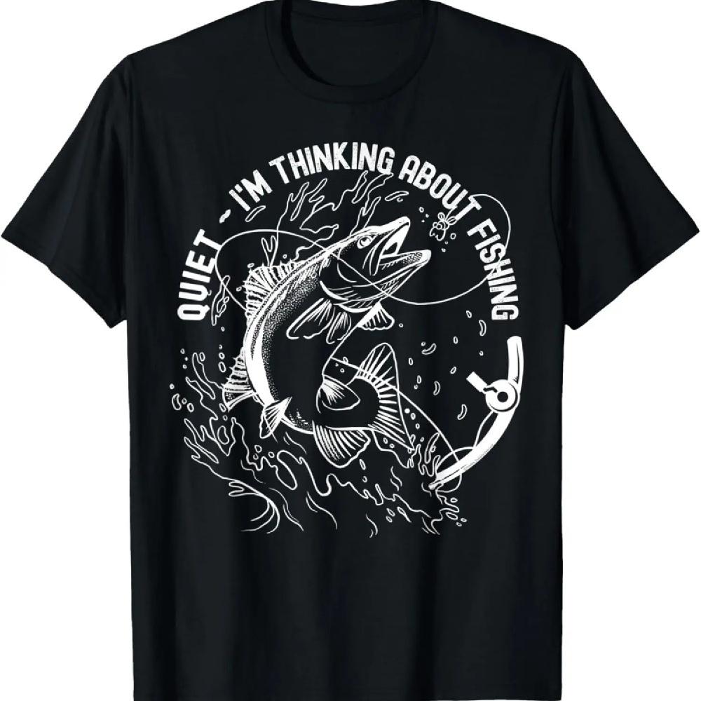 

Смешная Тихая Я Думаю О Рыбалке Папа Футболка на День Отца XXXXXL чёрный