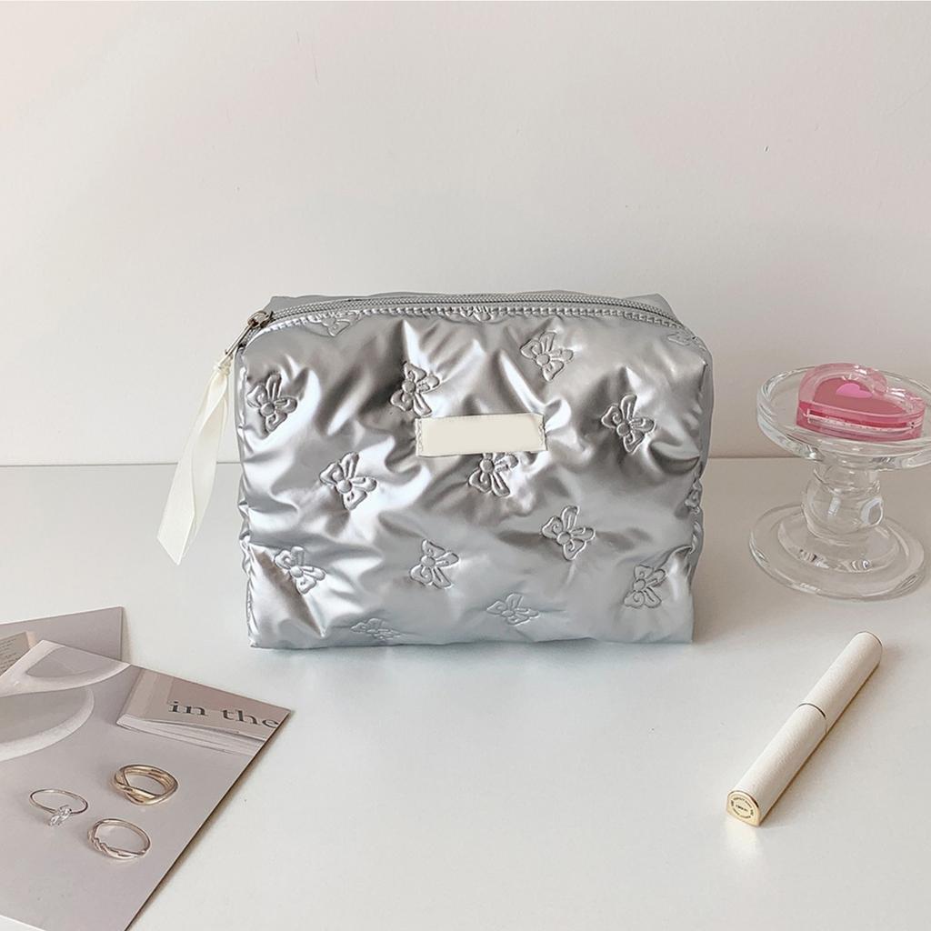 Bow Solid Color Cosmetic Bag ,Women's Cosmetic Bag, Travel Cosmetic Bag