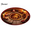 Unique Seasonal Gift Rugs Christmas Round Area Rug, 3D Visual Trap Floor Mat with Santa Elk Print, Soft Crystal Velvet Carpets Non-Slip Stain