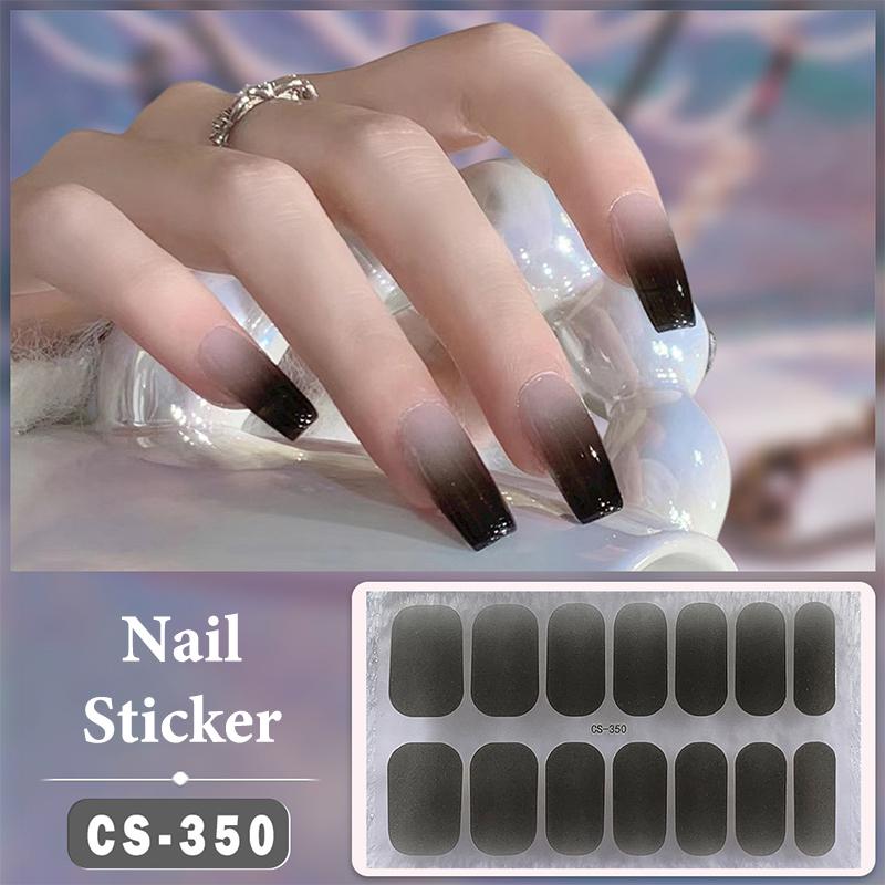 No Baking Lamp Waterproof Nail Wraps Full Cover Nail Stickers Solid Color 14 Nails/Set Multi Color Nail Art Look Patch Firm