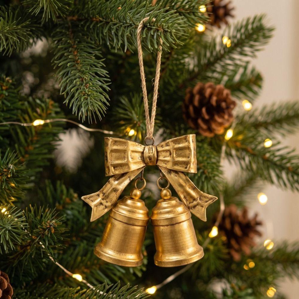 Heimdeko Weihnachtsglocke Dekoration Schleife Glocke Hängende Ornamente Vintage Glocke Anhänger Wand