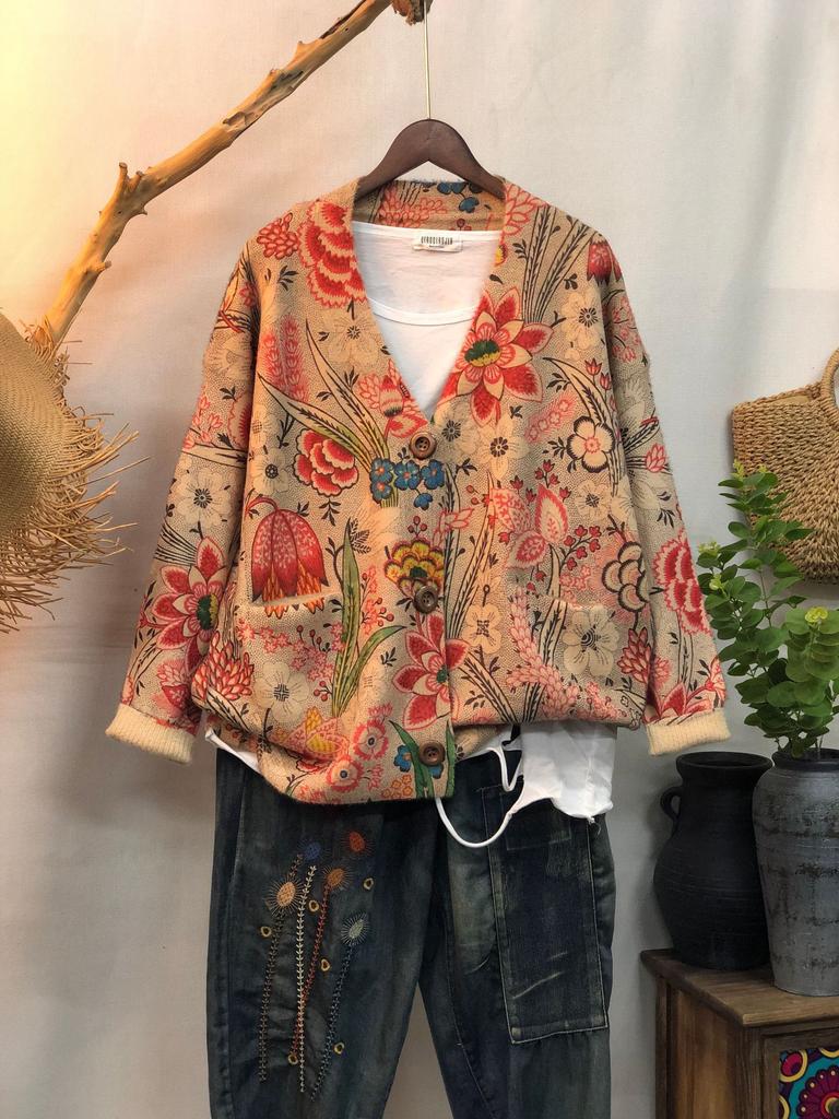 Factory new autumn and winter cute printed imitation mink velvet jacket women's Korean version loose lazy sweater