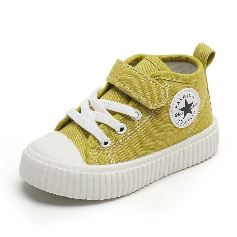 Unisex Kids High Top Canvas Casual Sneakers Non Slip Soft Sole Children Board Shoes
