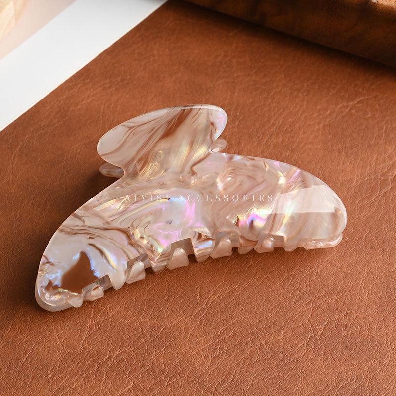 

Iridescent Wave PVC Claw Clip for Women - Large Hair Volume Accessory коричневый/радужный