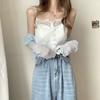 White Lace Knit Camisole Vest for Women Perfect for Outerwear and Innerwear with A Base and Short Strapless Top