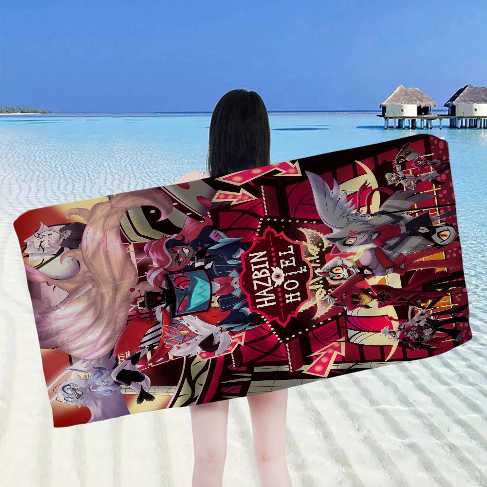 Cartoon Hazbin Hotel Bath Towel Microfiber Soft Water Absorbing Breathable For Girl Kids Decorative Cartoon Beach Towel