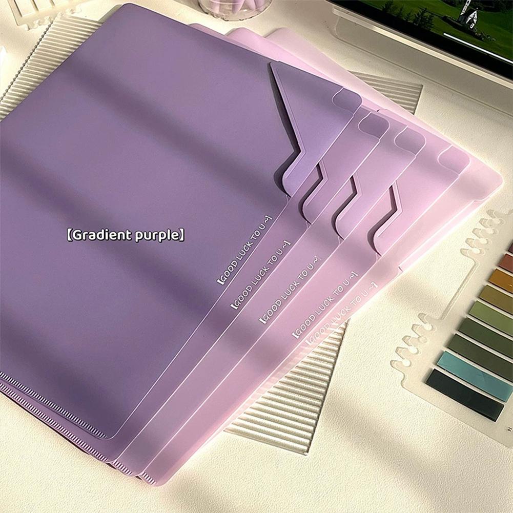 5Pcs/Set Gradient Color File Folder Portable Folder Document Test Paper Storage Organization Bag Study Office Supplies