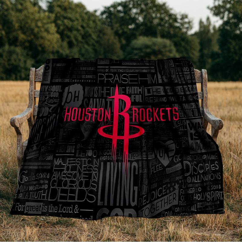 Houston Rockets Flannel Blanket, Use for Birthday/Holiday Gift, Soft Blanket for Sofa/Bed/Camping/Office/Tourism Use,All Seasons