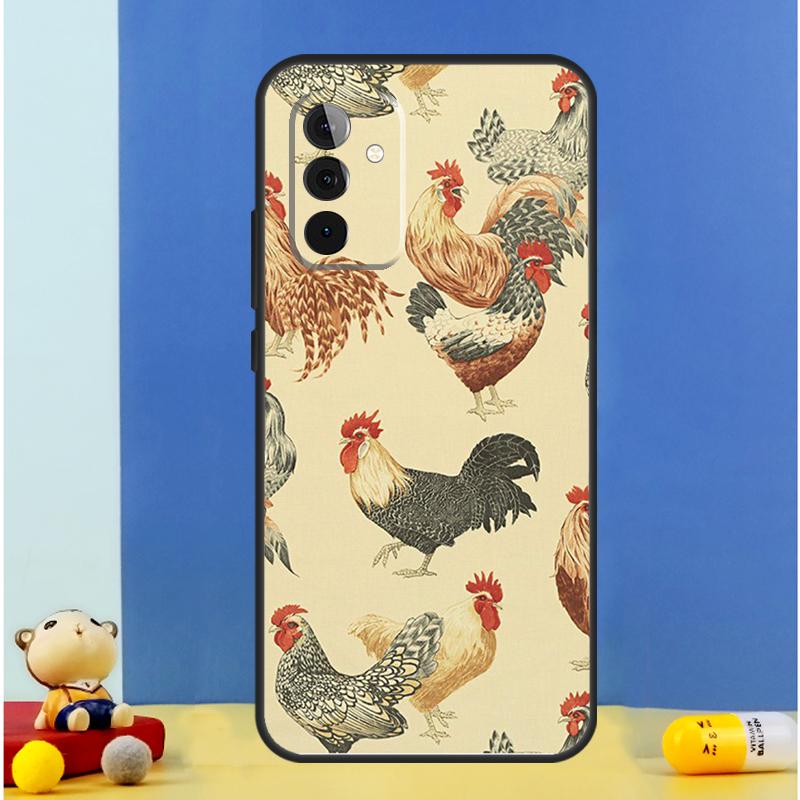 Cartoon Chicken Rooster Case For Samsung Galaxy A34 A14 A24 A15 A25 A12 A22 A32 A52 A51 A71 A13 A33 A53 A54 Cover