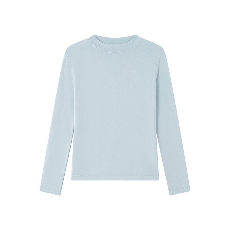 

Женская базовая футболка из шерсти тенсел с полувысоким воротником и круглым вырезом на осень и зиму L