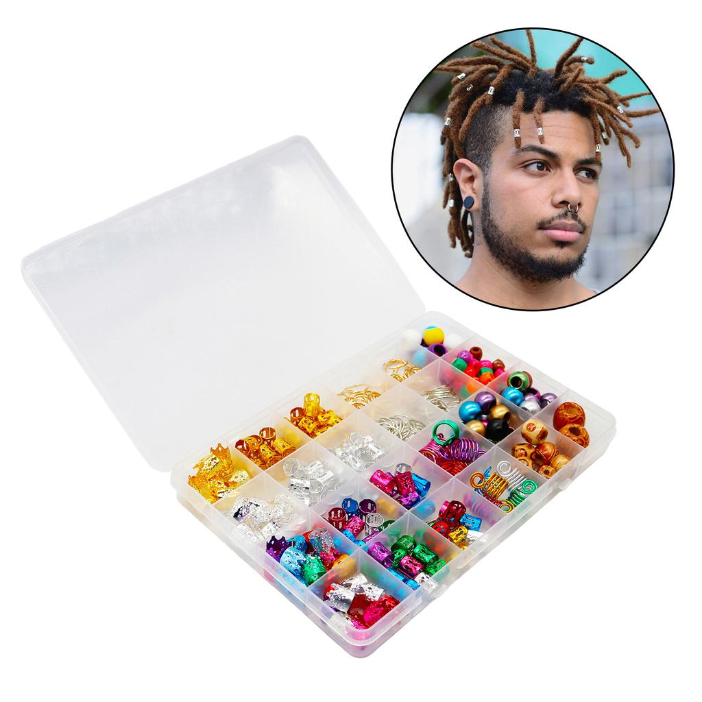 238Pcs Decorative Dreadlock Braid Cuffs Beads Rings Hair Accessories